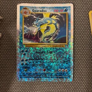 Pokemon Gyarados Holographic Trading Card - Blue and Yellow